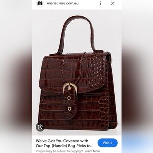Elegant Brown Faux Leather Croc Pattern Handbag EUC, As Seen in Marie Claire